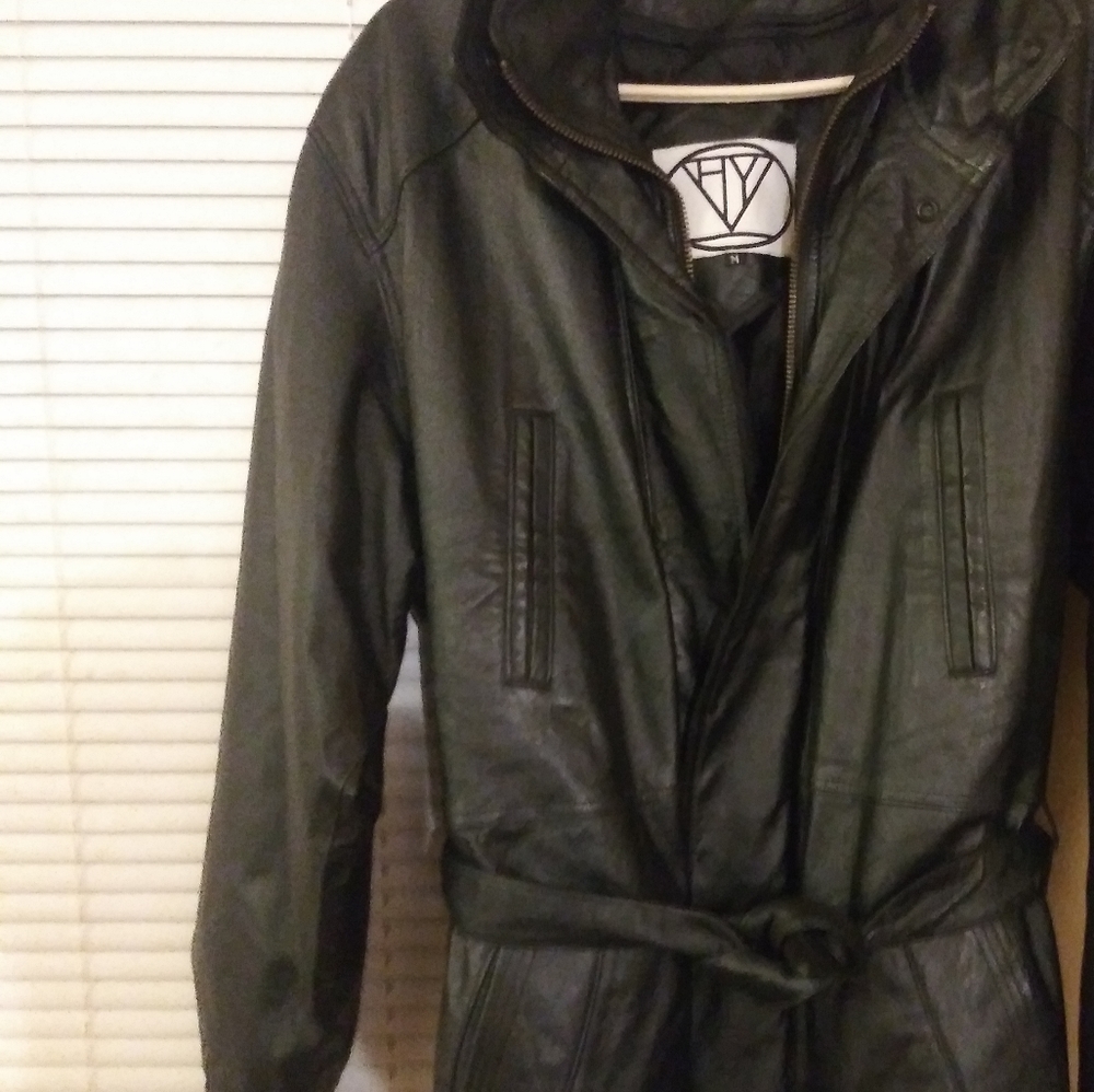 HY designer heavy 3/4 leather Jacket